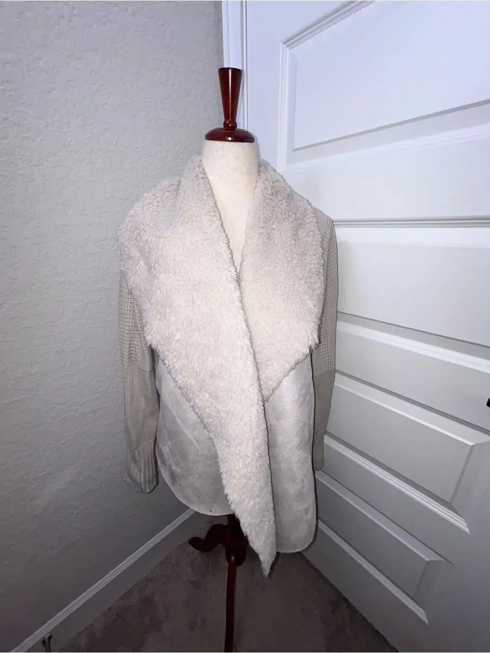 Chelsea & Theodore Draped Open Front Sweater Jacket